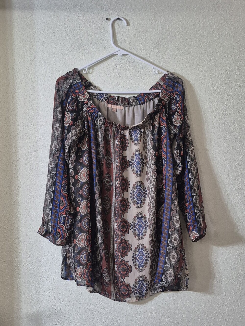 Gibson Latimer Multicolor Boho Tunic with Paisley Stripes